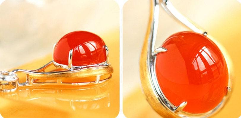 Southern Red Agate Diamond Necklace - 18K Yellow Gold