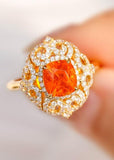 2.13ct Fanta Garnet Diamonds Ring - 18K Yellow Gold
