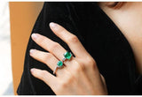 3.13ct Emerald & Diamond Statement Ring in 18K White Gold