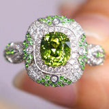 Superior Tsavorite Cushion 18K Gold Statement Ring