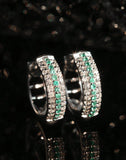 Paraiba Tourmaline with Full Diamond Pave Earrings in 18K White Gold