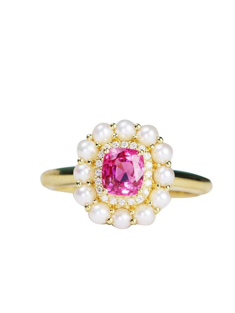 1.2ct Pinkish Spinel & Diamond Ring in 18K Rose Gold