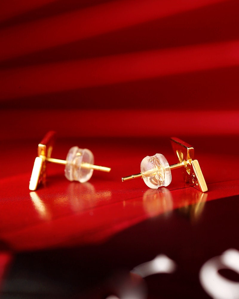 Ruby 18K White Gold Triangle Earrings