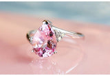 Pink Morganite Teardrop Shape Ring in 18K White Gold