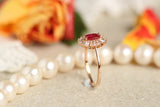 1.2ct Pigeon Blood Ruby & Diamond Ballerina Ring in 18K Rose Gold