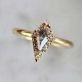 Grey Kite Rose Cut Salt & Pepper Diamond Ring | 18K Yellow Gold Ring | Galaxy Diamonds Ring