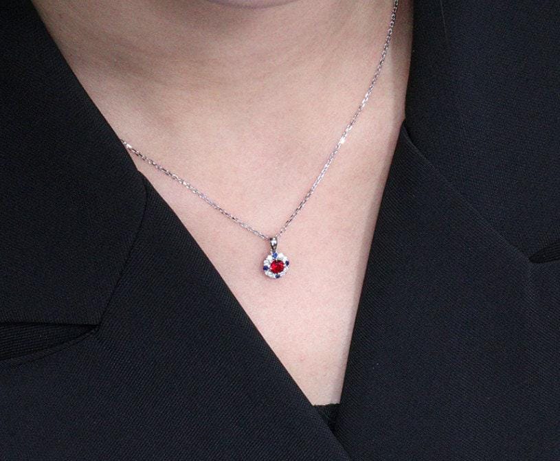 Jedi Red Spinel Necklace with Diamonds in 18K Gold