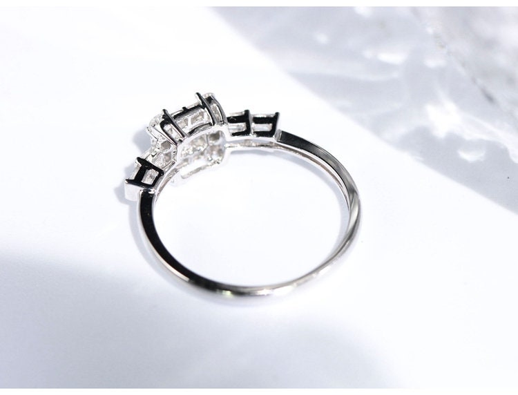 Invisible Set White Diamond Wedding Ring in 18K White Gold