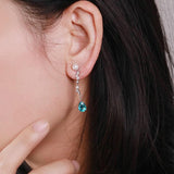 Paraiba Tourmaline  Pearl Earrings - 18K White Gold Fine Jewelry Gift