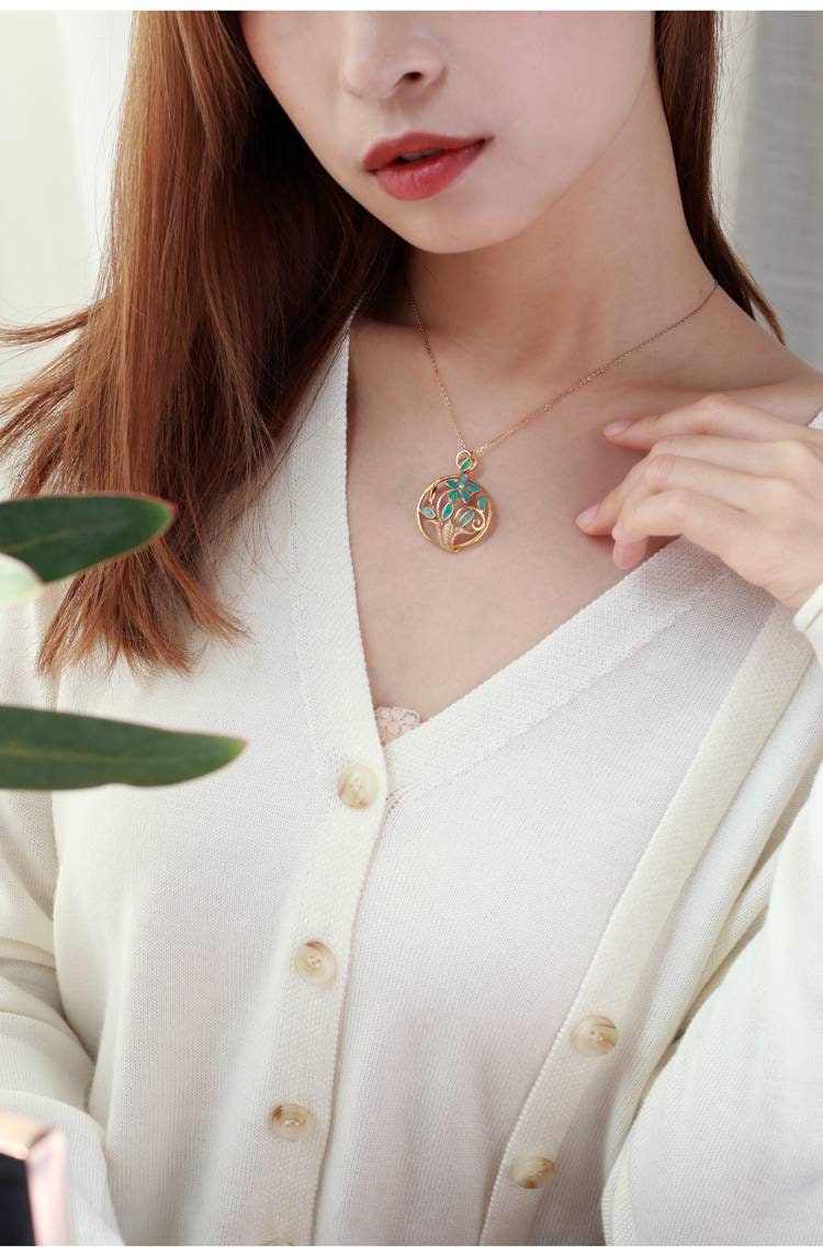 Blue Opal and Diamond Flower Necklace - 18K Yellow Gold