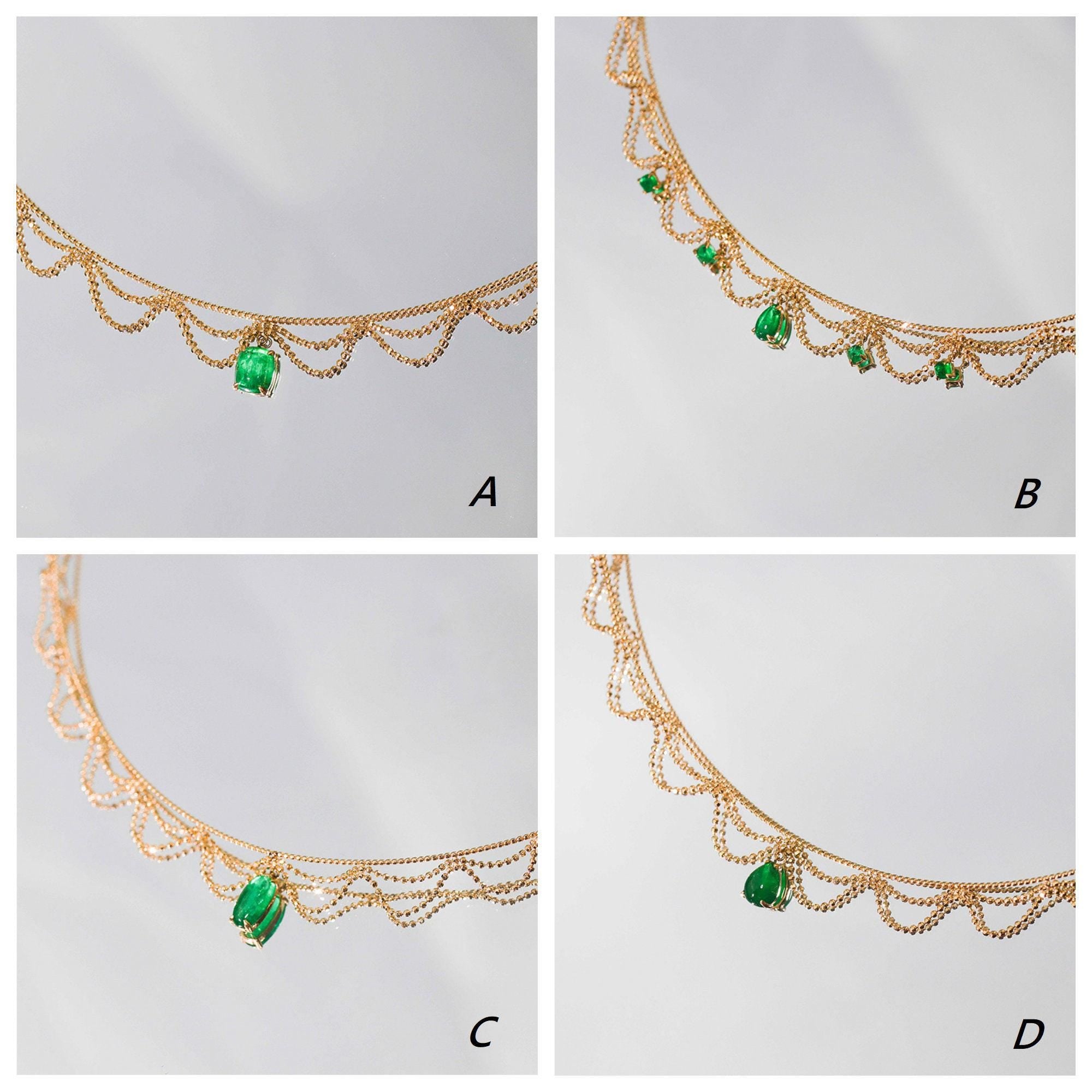 Emerald & Diamond 18K Gold Lace Necklace