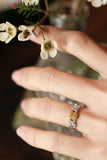 Pave Setting Fancy Yellow Diamond Ring in 18K White Gold