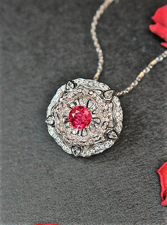 1.03ct Pigeon Blood Ruby Statement Ring in 18K White Gold