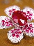 Sakura Ruby Diamonds Flower Design Necklace in 18K Gold