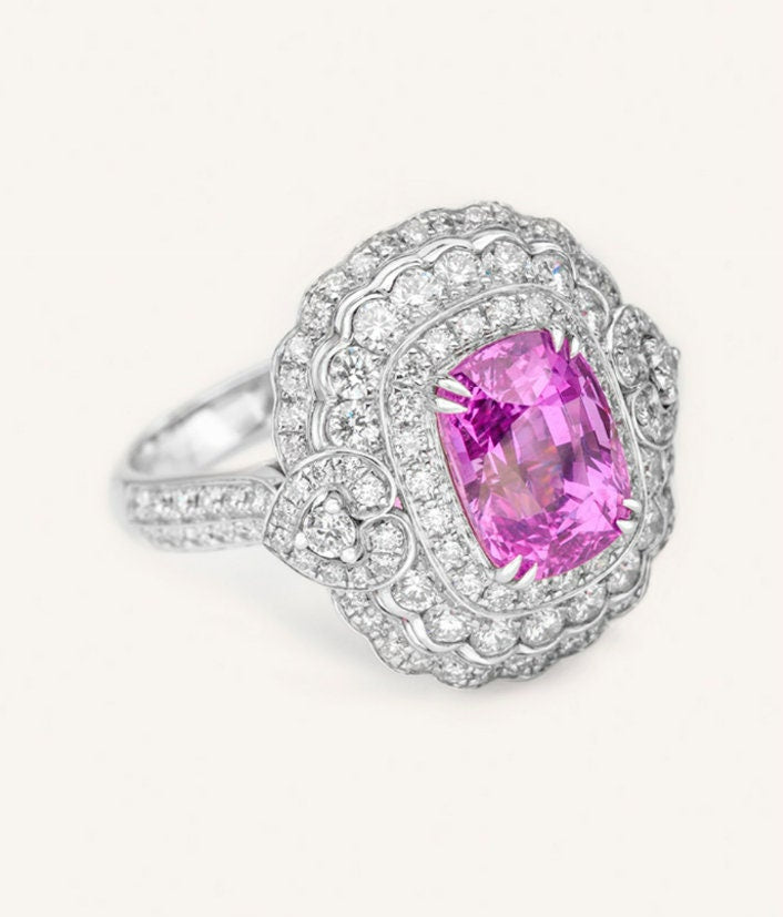 Art Deco Paraiba Tourmaline & Emerald Ring in Platinum 950