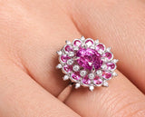 1.5ct Pink Sapphire 18K Gold Ballerina Flower Ring with Diamonds