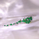 Full Emerald Cabochon & Diamond 18K White Gold Earrings