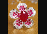 Sakura Ruby Diamonds Flower Design Necklace in 18K Gold
