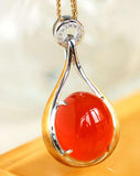 Southern Red Agate Diamond Necklace - 18K Yellow Gold