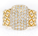 Italian Style White Diamond 18K Gold Statement Ring