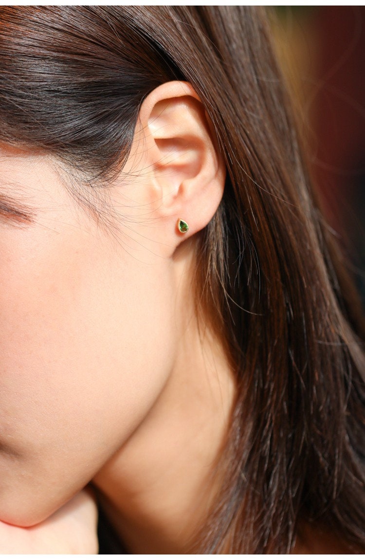 Mint Tourmaline & 7.5mm Akoya Pearl Earrings - 18K Yellow Gold