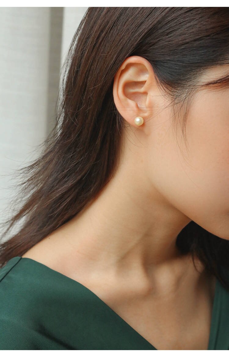 7mm Golden South Sea Pearl Studs in 18K Yellow Gold