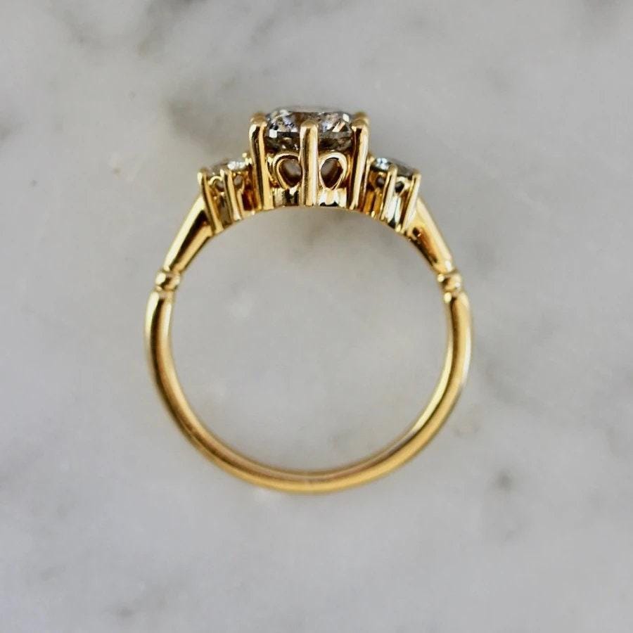 Dolce 1.3ct Salt & Pepper Round Brilliant Cut 18K Gold Wedding Ring