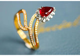 Snake Design Ruby Ring with Diamond - 18K Yellow Gold