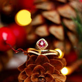 Spinel & Diamonds 18K Gold Chevron Ring