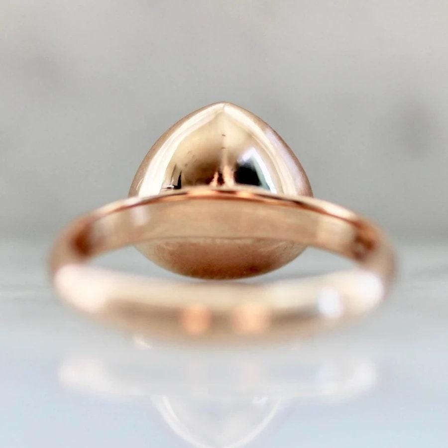Trillion Cut Peach Sapphire Diamonds 14K Rose Gold Ring