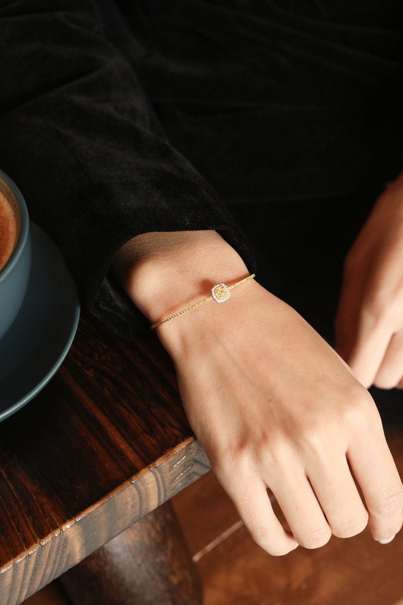 Fancy Yellow Diamonds Bracelets in 18K Two Tone Gold
