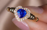 Cornflower Blue Sapphire Heart-Shaped Ring in 18K Yellow Gold