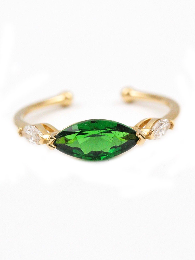 1ct Tsavorite Marquise Cut Open Ring - 18K Yellow Gold