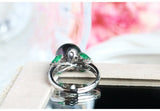 11mm Tahitian Pearl & Marquise Emerald Ring in 18K White Gold