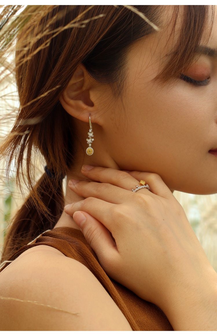 Fancy Yellow Diamonds in 18K Two Tone Gold