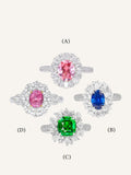 3 Colors + Sri Lanka Sapphire Platinum 950 Ring with Diamonds