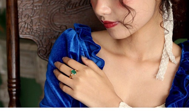 Emerald Bezel-Set Diamond Ring in 18K Yellow Gold