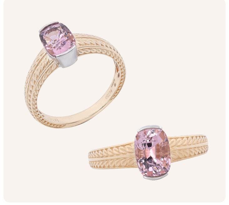 6 Style + Supeier Purple Spinel 18K Gold Ring - Hollow Out Design