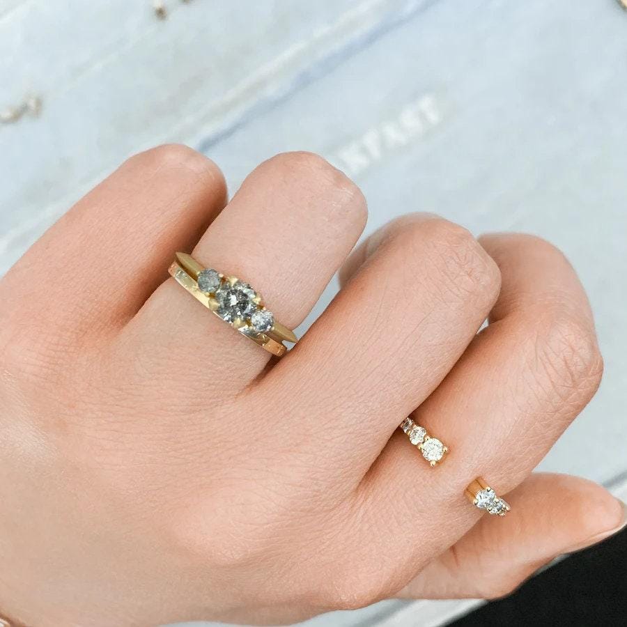 Open Cuff Diamonds Ring in 18K Yellow Gold