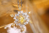 Snowflake Fancy Yellow Diamonds Necklace in 18K White Gold