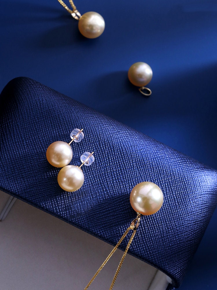 Premium 14mm South Sea Golden Pearl 18K Gold Necklace