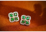Eight Emerald & Diamond Four Leaf Clover Studs in 18k Gold