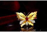 Butterfly Design Ruby 18K Gold Pednat in 18K Yellow Gold