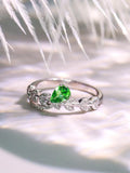 Flower Design Tsavorite Pear Shape Ring with Diamond in 18K Gold