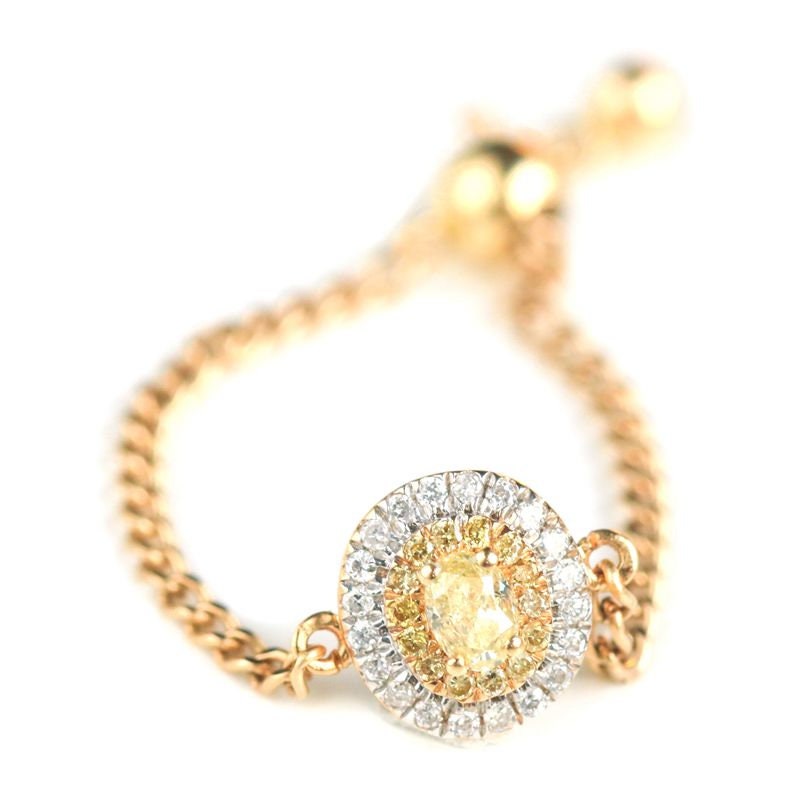 Fancy Yellow Diamonds Chain Ring in 18K Yellow Gold