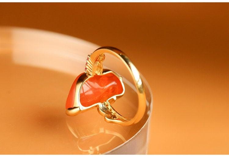5.1ct Fire Opal Ruby Ring - 18K Yellow Gold