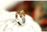 1.35ct Yellow Sapphire Radiant Cut Ring with Channel Diamond in 18K Gold