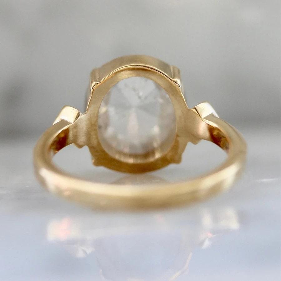 2.4ct Icy Oval Rose Cut Diamond 18K Gold Wedding Ring
