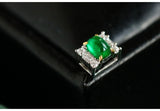 Emerald Cabochon & Diamond 18K White Gold Necklace