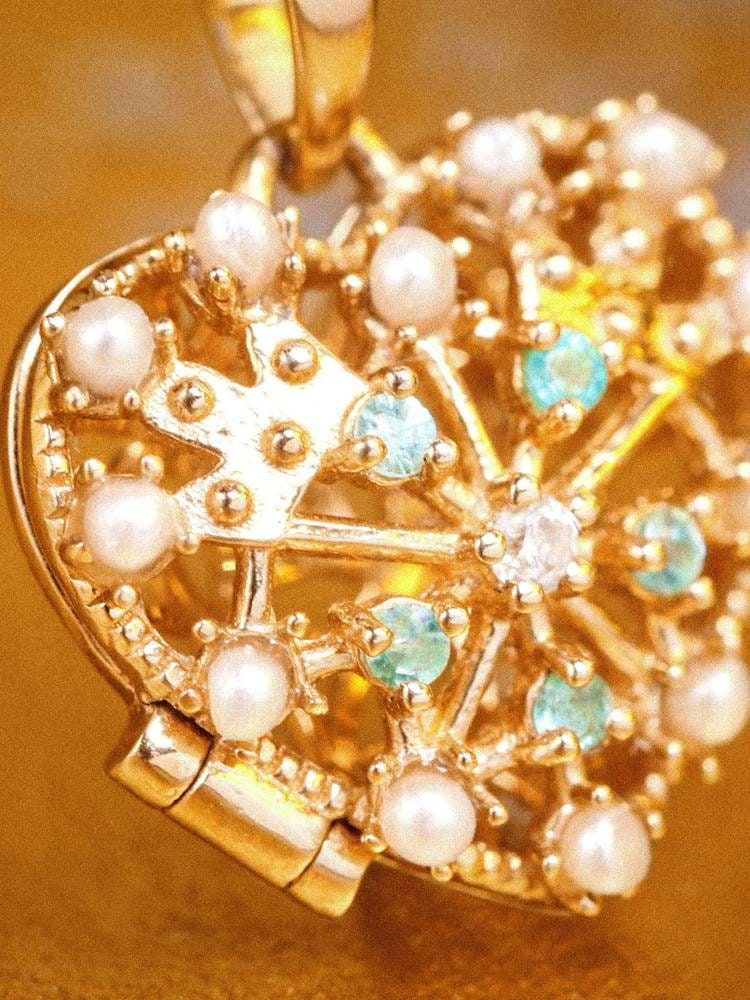 Paraiba Tourmaline & Akoya Baby Pearl Pendant - 18K Yellow Gold